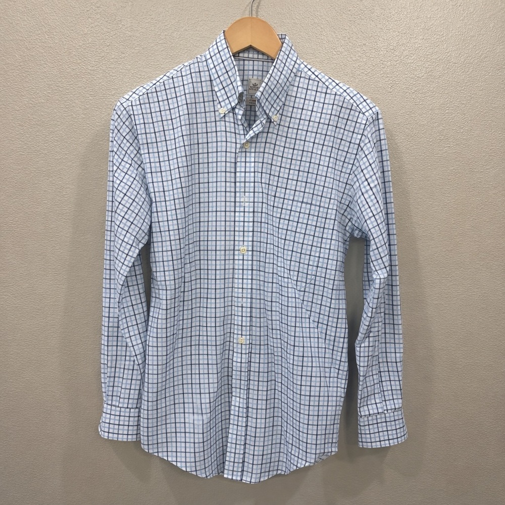 Peter Millar White and Blue Plaid Shirt